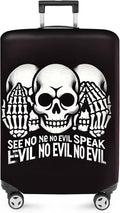 ANNA QUEEN Gothic Skull Luggage Cover, “See No Evil, Hear No Evil, Speak No Evil” Skeleton Design, Stretchable, Washable Suitcase Protector for 24-26 Inch Travel Suitcases