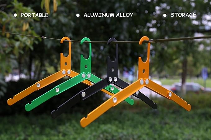 Hikeman Travel Hangers Metal Heavy Duty Folding Hangers for Wet Clothes Portable Space Saving Travel Accessories for Camping Cruise Hotel (3, Green)