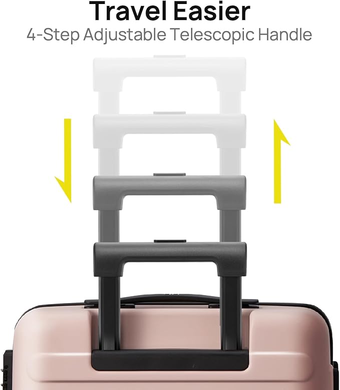 Carry on Luggage 22 X 14 X 9 Airline Approved, 20 Inch Luggage for 3-5 Days Travel, Double Spinner Wheels, 100% Hardshell PC, TSA Lock (04-Pink (Basic), Carry-On 20-Inch)
