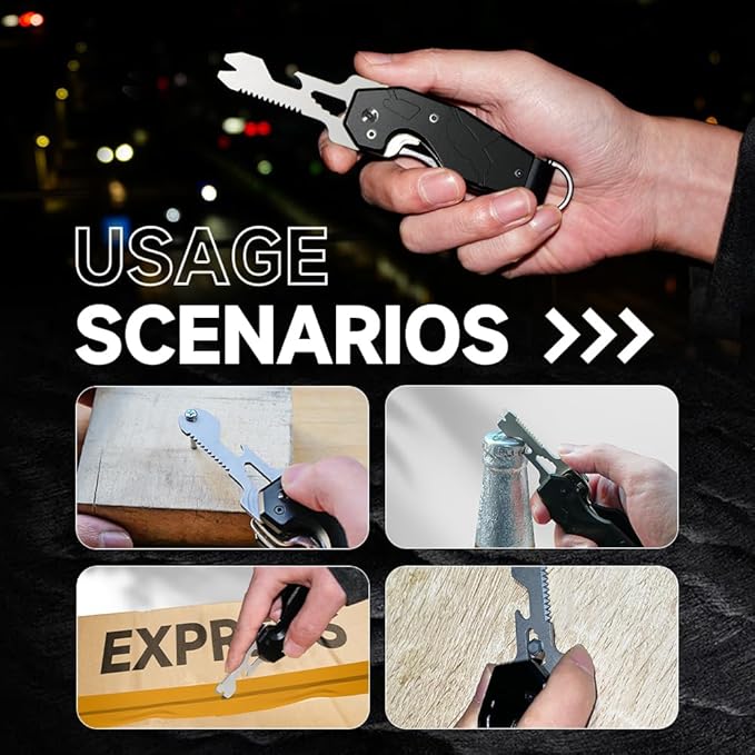 Zeeker Compact Key Organizer Keychain with Built-in Tools – Holds 1-6 Keys, Includes Bottle Opener, Hex Wrench, and Serrated Cutter – Minimalist Key Holder for Men and Women (Black)