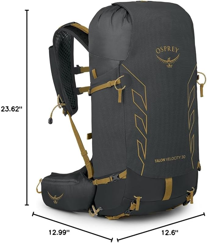 Osprey Talon Velocity 30L Men's Hiking Backpack, Dark Charcoal/Tumbleweed, L/XL