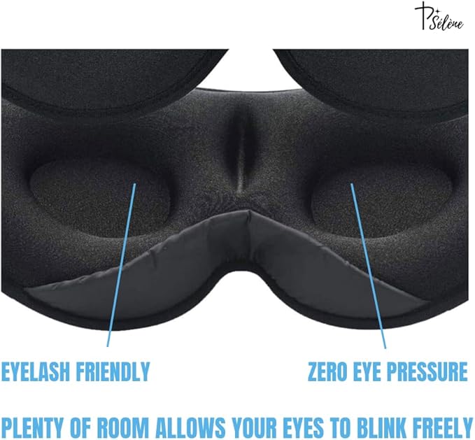 Sleep Mask with Earplugs & Zipper Bag 3D Memory Foam Eye Mask with Nose Support, Lash-Friendly, Blink Freely, Soft, Breathable, Adjustable, for Sleep, Travel, Insomnia, Meditation, Men & Women