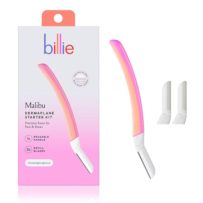 Billie Women's Razor Kit with 5 Blades + Dermaplane Starter Kit with 3 Refill Blades for Facial Hair Removal