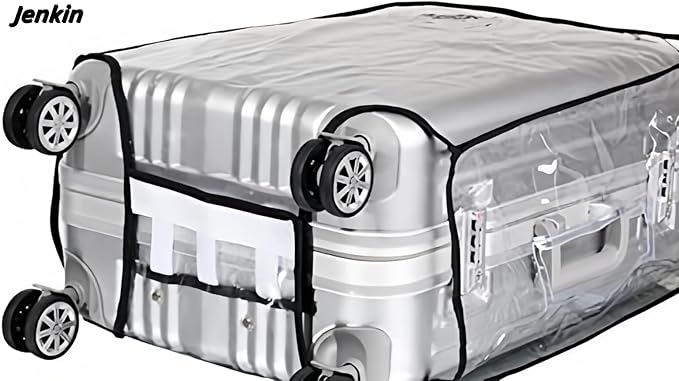 JenKin Luggage Protector Suitcase Cover PVC Waterproof Travel Suitcase Fits Most 20" to 30" (22" (15.0" L x 10.2" W x 21.7" H))