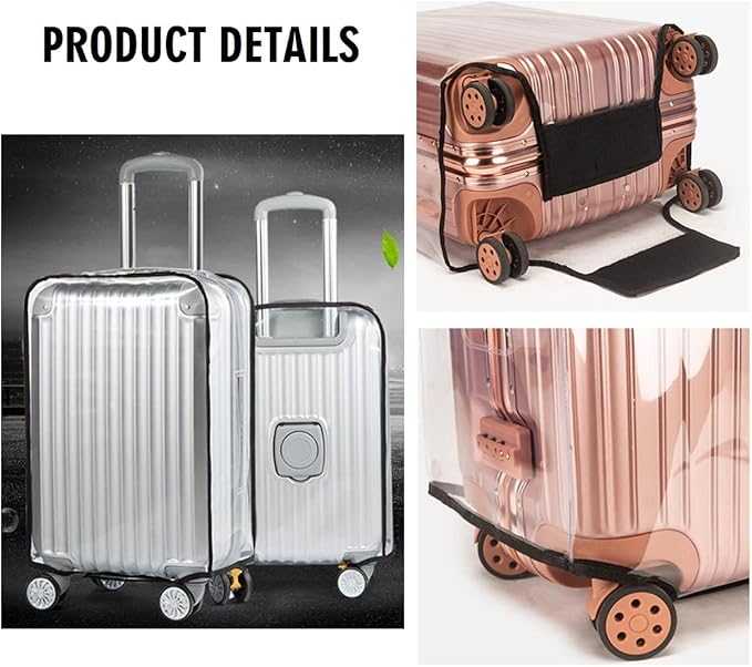 Clear PVC Luggage Cover Protectors - Transparent Waterproof Suitcase Sleeve for 20"+24"+28" Wheeled Suitcases (3PCS)