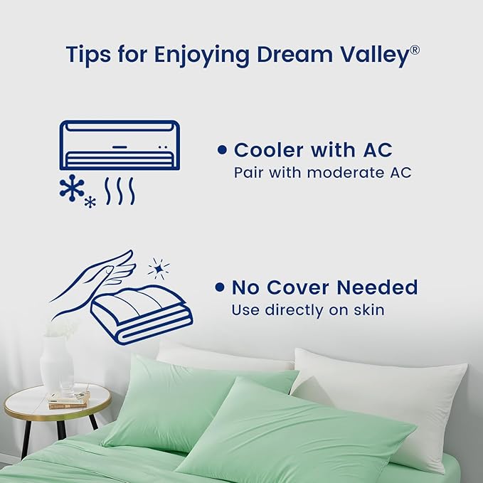 Dream Valley® Outlast® Deepsleep Cooling Comforter, Full/Queen Size, NASA-Grade Space Technology Cooling Blanket for Hot Sleepers Night Sweats, Q-Max > 0.45 Aerocool™ Breathable, Mint Macaron, 90"x90"