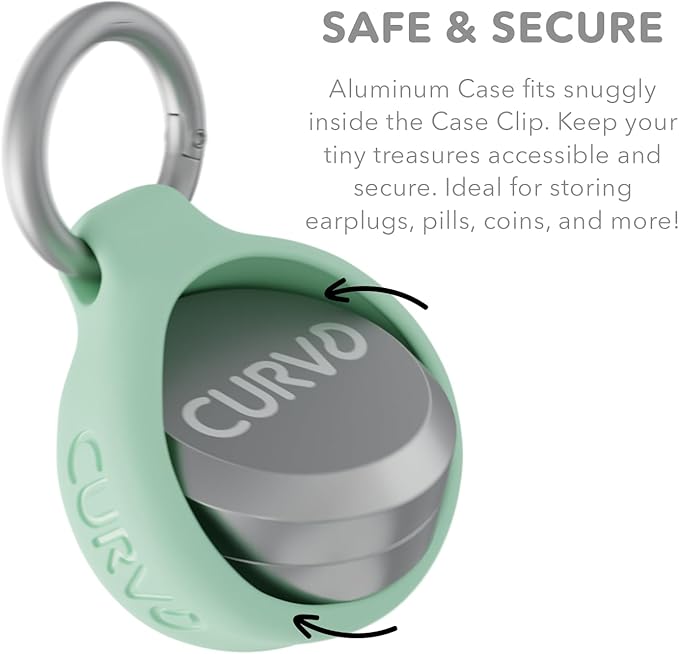 CURVD Premium Carrying Case – Durable Travel Keychain Container, Medicine Pill Organizer & Travel Pill Box, Small Waterproof Holder for Pills, Earplugs, Jewelry, Compatible with Loop, Vibes & Eargasm