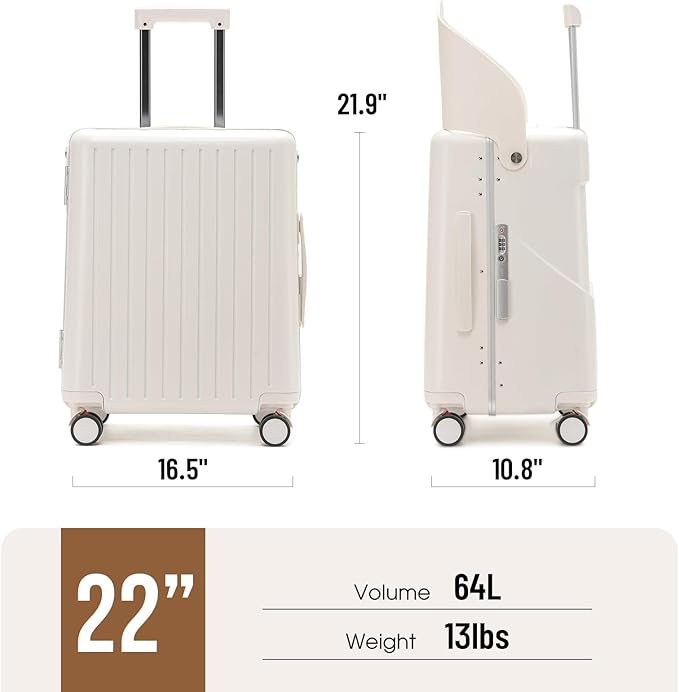 22'' Hardside Ride-On Suitcase with Seat for Kids & Adults – Travel Luggage with 360° Spinner Wheels, Lockable TSA Lock & Seat Belts, Foldable Stool for Airport Waiting