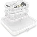 4PCS Clear Hard Zipper Case - Portable Organizer Pouches, Waterproof Plastic Cosmetic Bag,Travel Organizer Box for Cable, Make up Tools and Toiletries（White）