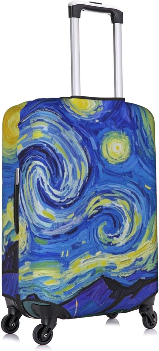 Vincent Van Gogh Starry Sky Night Luggage Cover Washable Suitcase Protector, Luggage Tag Travel Birthday Gifts For Men Women (L 26-28 Inch Luggage)