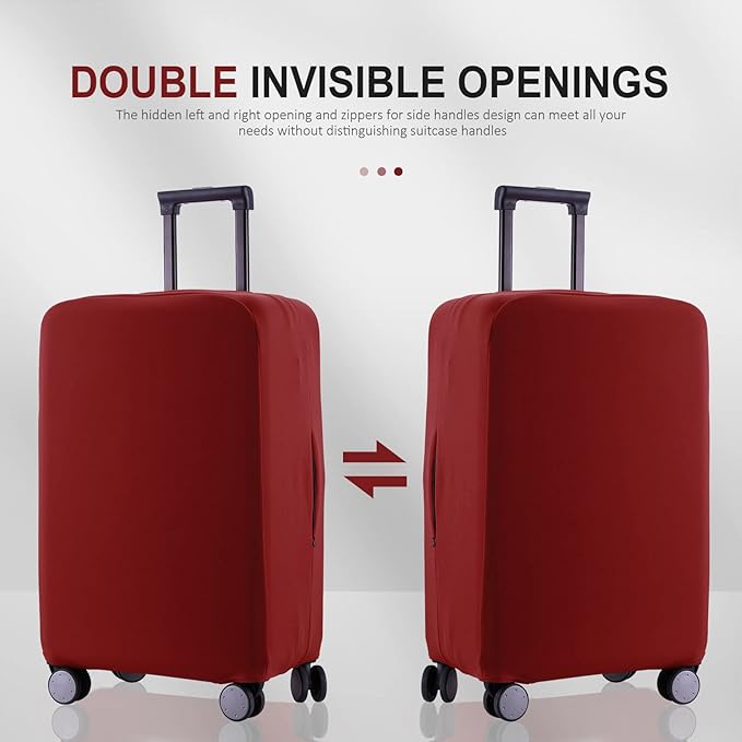 Travel Luggage Cover Suitcase Protector Scratch-Resistant Fit 19-31 Inch Suitcase, Not Included Suitcase (Claret, M(24-25 inch))
