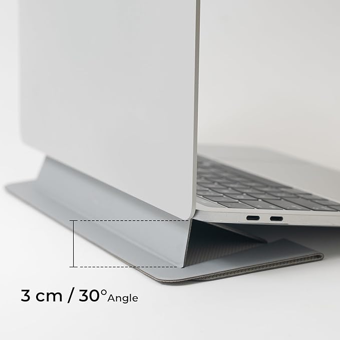 SenseAGE Laptop Stand for Desk, Office, Ergonomic Notebook Stand, Foldable & Portable Travel FlatStand, Lightweight, Anti-Slip, Compatible with MacBook Air, Pro, and Up to 15.4" Laptops (Silver)