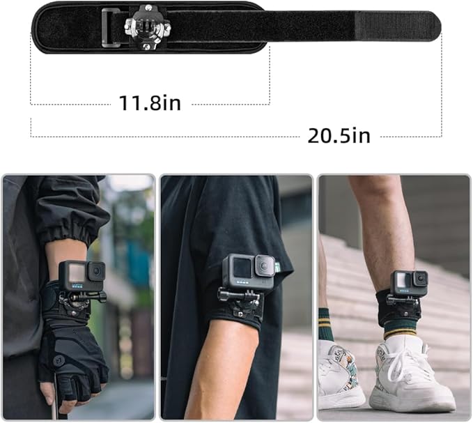 SUREWO Wrist Strap Mount Compatible with GoPro Hero 13/12/11/10/9/8/7//6/5 Black,DJI Osmo Action 5 pro/4/3,Insta 360 ONE R,AKASO/Campark and More