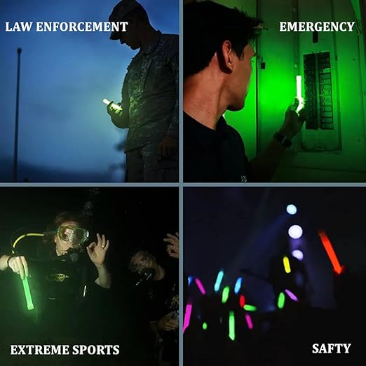 Glow Fever Emergency Safety Military Grade 6'' Lightsticks, Light Up Ultra Bright Glow Sticks with 8 Hours Duration. for Hiking Party Camping Blackouts Hurricane Shelter Survival Kit (Blue, 30PCS)