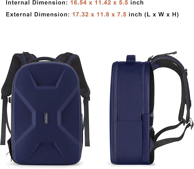MOSISO Camera Backpack, DSLR/SLR/Mirrorless Photography Camera Bag 15-16 inch Waterproof Hardshell Case with Tripod Holder&Laptop Compartment Compatible with Canon/Nikon/Sony, Navy Blue