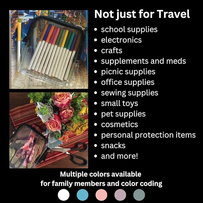 BORSALI Clear Travel Bags for Toiletries - TSA Clear Toiletry Bag for Traveling, Cosmetics, Carry on 3-1-1 Liquids & Other Items - TSA-Approved Quart Size For Luggage, Purse or Car - Gray