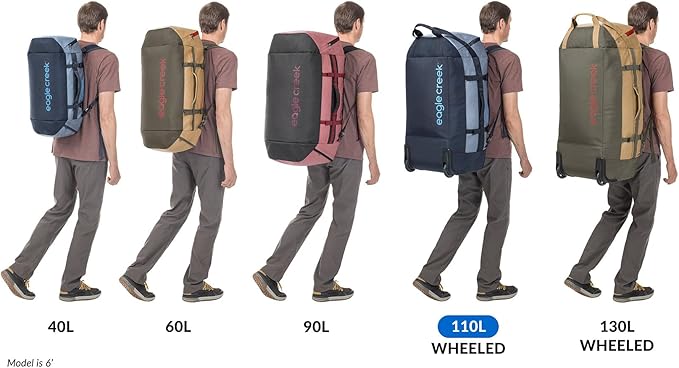 Eagle Creek Cargo Hauler Wheeled Duffel - Durable Duffel Bag for Travel - Easy Access Compartment - Deployable Backpack Straps - Lockable Zipper Opening - Iron Orange - 110L