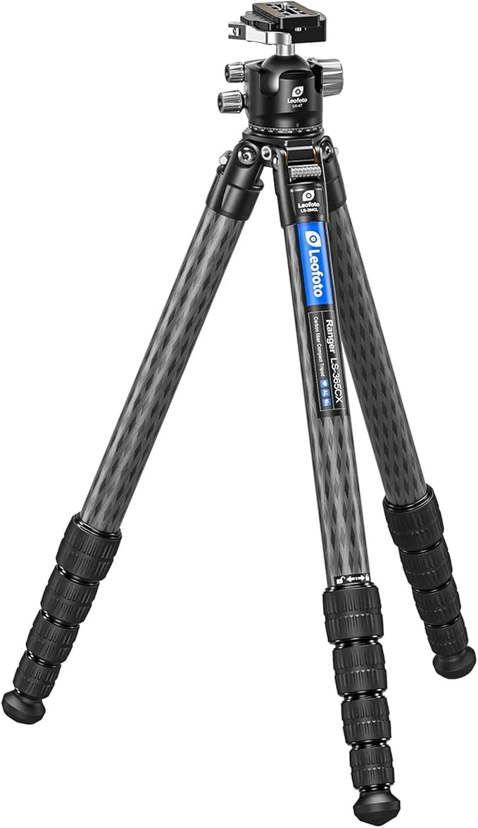 Leofoto Professional Camera Tripod, 63.9" Compact Carbon Fiber Tripod for DSLR Video Camcorder, 5 Leg Sections, 360° Ball Head, Max Load 20KG/44Lb (LS-365CX+LH-47LR)