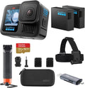 GoPro HERO13 Black Accessory Bundle - Includes The Handler, 2 Enduro Batteries, 2 Curved Adhesive Mounts, 64GB SanDisk MicroSD Card, and Carrying Case, Head Strap & Card Reader