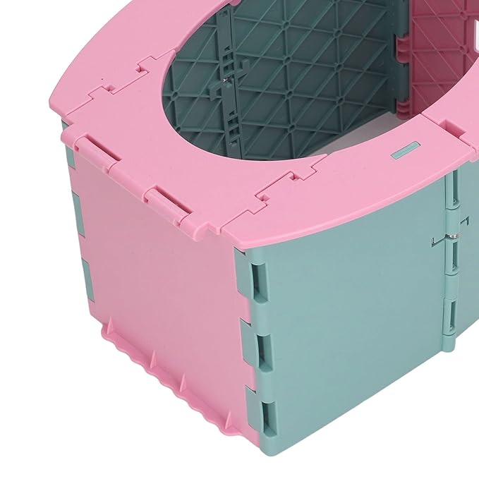 Portable Lightweight Foldable Toddler Potty Baby Toilet Camping Travel (Green Pink)