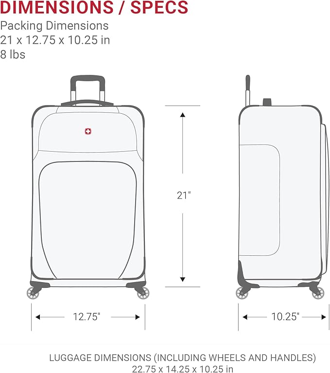 SwissGear Sion Softside Expandable Luggage, Pewter, Carry-On 21-Inch