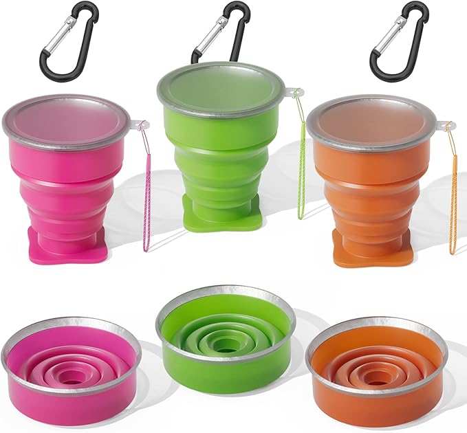 Collapsible Silicone Foldable Cup - Expandable Folding Drinking Cup - Reusable Portable Mugs For Travel, Camping, Hiking, Survival, Car, Picnic, Beach, Holiday Vacation, Outdoor Sports