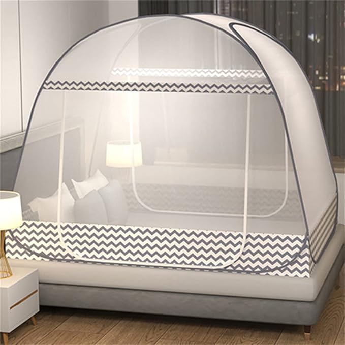 CdyBox Folding Mosquito Net Tent Canopy Curtains for Beds Home Bedroom Decor (Gray, 1.5X2.0m)