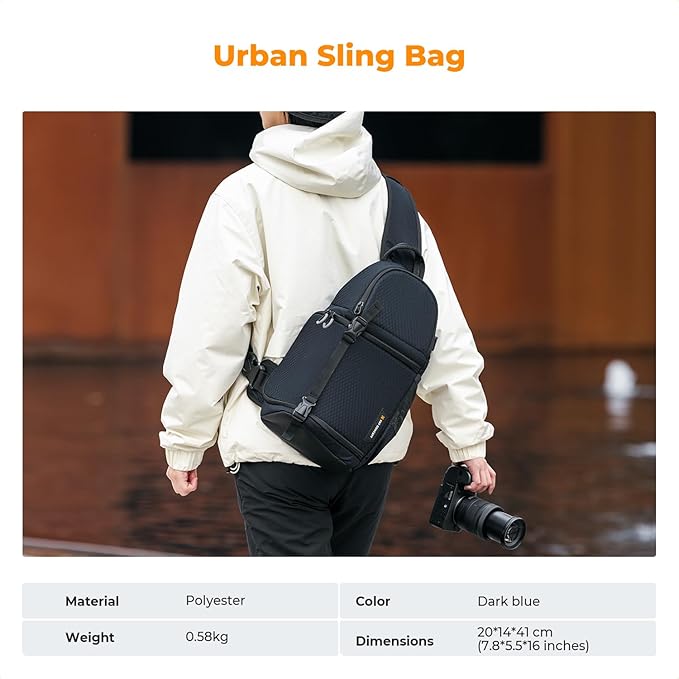 K&F Concept Camera Sling Bag Crossbody Bag Camera Shoulder Backpack DSLR/SLR/Mirrorless Photography Bags Compatible with Canon/Nikon/Sony/Fuji/Gopro/DJI