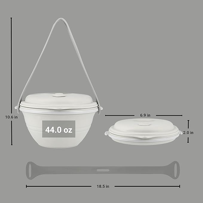 kūpaa Bowl & Carrier Duet – Microwave Safe Silicone Lunch Box For Adults– Collapsible, Leakproof, Food-Grade, Reusable To-Go Container (Shell)