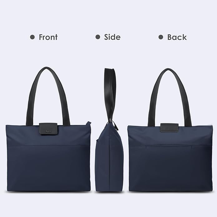 SIMTOP Tote Bag for Women with Magnetic Pocket Water Resistant Polyester 16.2" Laptop Compartment for Travel, Office, Daily