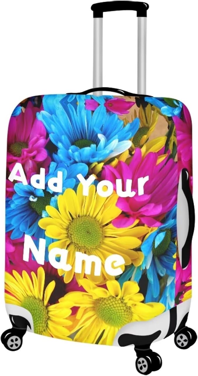 Customized Luggage Cover for Suitcase Personalized Name Suitcase Cover Fit 22-25 Inch Flower Luggage Covers Zip Closure Suitcase Cover Protector for Travel Business Anti-Scratch Baggage Cover