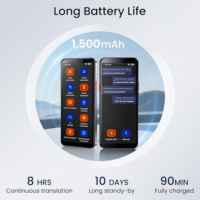 Language Translator Device, 5.5" High-end Upgraded Ai Translator No WiFi Needed, Support 150 Languages, Two Way Real-Time Voice Offline Recording Premium Translator Device for Business Travel