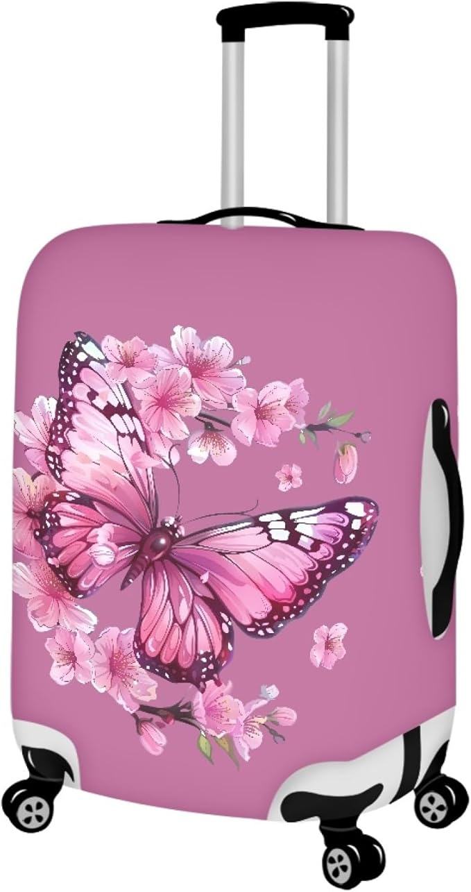 Purple Butterfly Luggage Cover Anti-scratch Baggage Suitcase Protector Fits 18-21 Inch Luggage