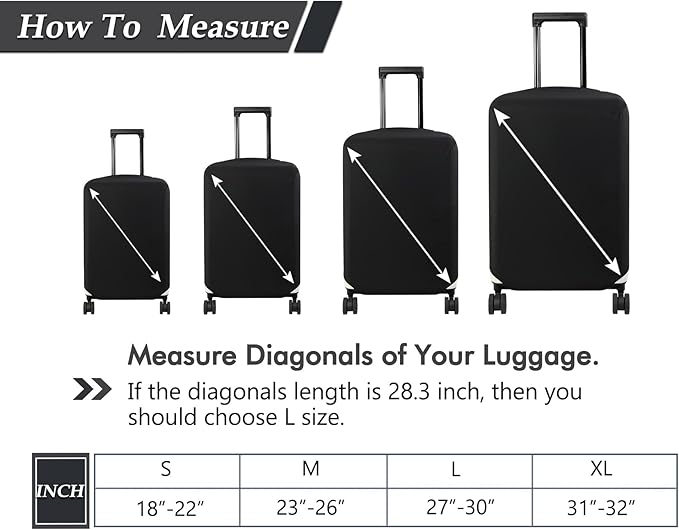 HYPER VENTURE Washable Luggage Cover - Fashion Suitcase Protector Fits 31-32 Inch Luggage (Black, XL)