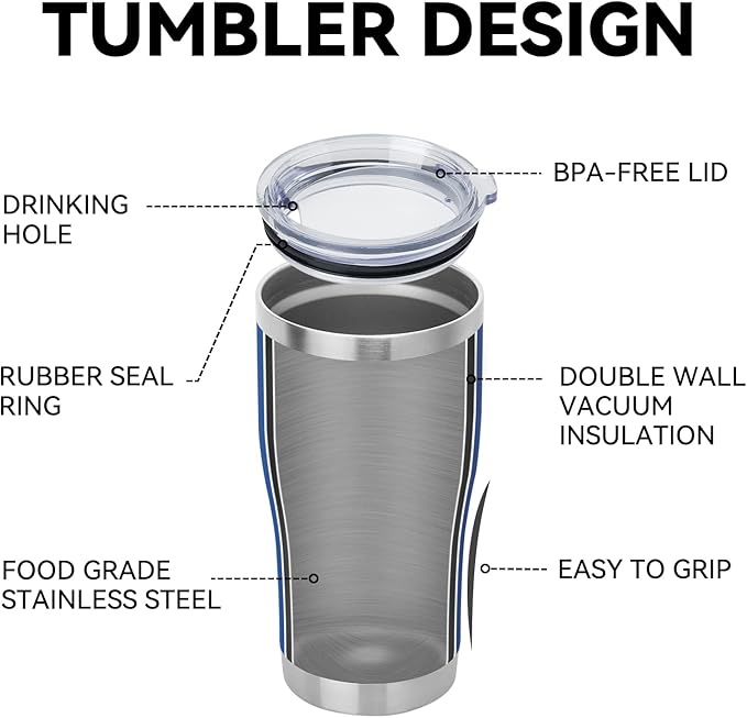 DOMICARE 20oz Tumbler with Lid Stainless Steel Tumblers Bulk, Double Wall Vacuum Insulated Coffee Travel Mug Powder Coated Tumbler, 8 Pack Dark Blue