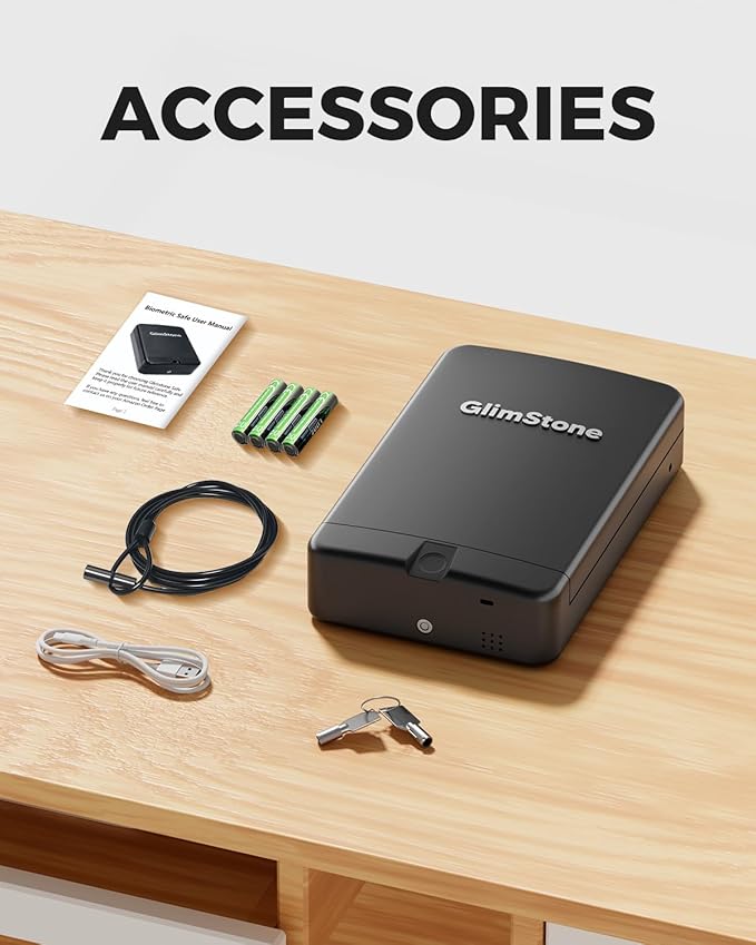 Biometric Gun Safe Travel Case for Pistol, Easy Edition, Quick Access with Smart Fingerprint and Keys, Portable Handgun Safe for Home Bedside Nightstand Car