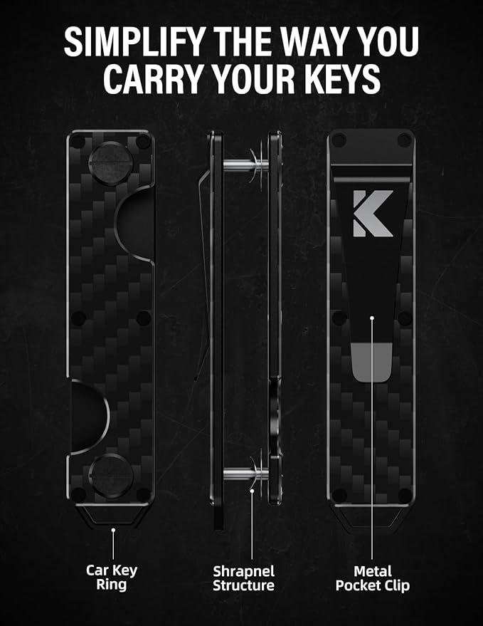 Key Organizer Key Holder Compact Key Case Minimalist Metal Key Chain Key Holder for Keychain Secures 8-10 Keys EDC