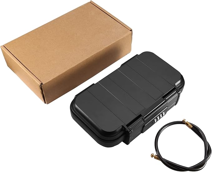 AMIR Portable Safe Box, Combination Security Case LockBox with Code, Waterproof Anti-Theft Mini Travel Safe Box with Removable Chain, Portable Lock Box for Home, Office, Christmas