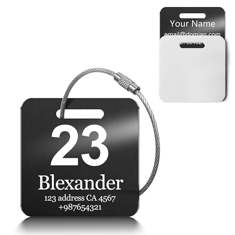 Customized Stainless Steel Luggage Tags: Personalize Your Suitcases, Backpacks, and Bags with Your Text - Custom Initial Text Name ID,Number(3 Pack)