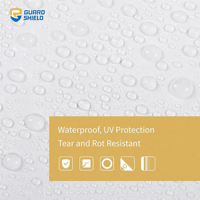 GUARD SHIELD Tarp White 6x8 Feet Multi Purpose Waterproof Poly Tarp Cover 5mil