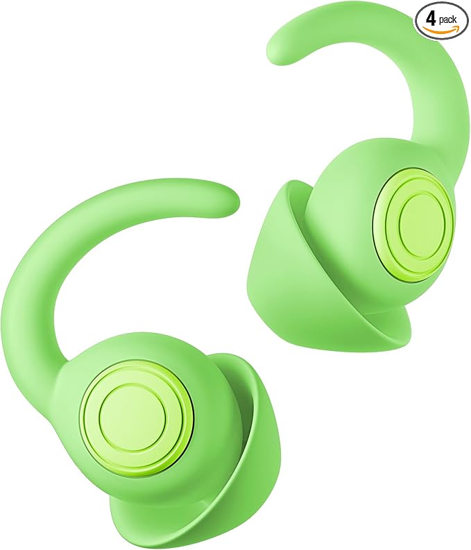 Ear Plugs for Sleeping - Noise Reduction Soft Silicone Earplugs, 2 Pairs Reusable Hearing Protection Earplugs for Noise Sensitivity, Sleep,Travel,Sound Reduction Noise Cancelling - Green