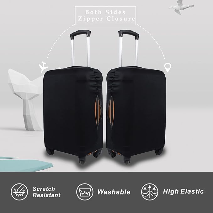 Explore Land Travel Luggage Cover Suitcase Protector Fits 18-22 Inch Case (Black, S)