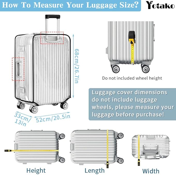 Yotako Clear PVC Suitcase Cover Protectors 30 Inch Luggage Cover Protectors for Wheeled Suitcase 30''