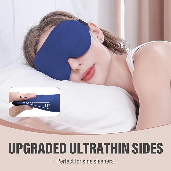 YIVIEW Sleep Mask for Side Sleeper, Complete Light Blocking 3D Pink Sleeping Eye Mask, Soft Breathable Eye Cover for Women Men, Relaxing Zero Pressure Night Blindfold