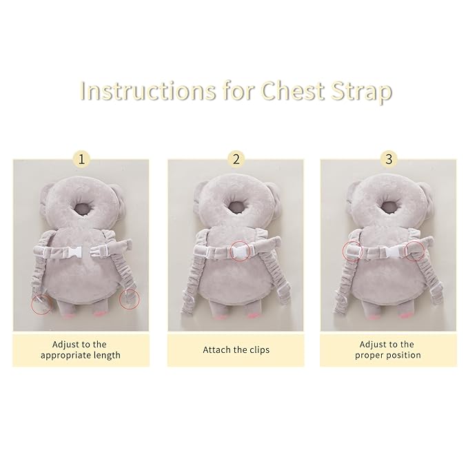 Baby Head Protector Backpack, Toddler Toddler Head Protector, Toddler Head Protector Padded Backpack Elasticated Carrier Wear (Elephant)