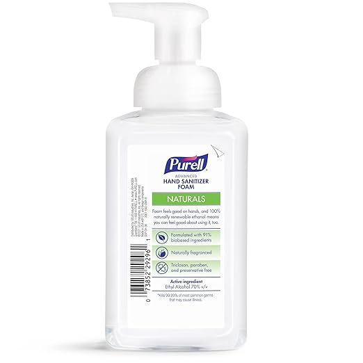 Purell Advanced Hand Sanitizer Naturals Foam with Plant-Based Ethanol, 10 fl oz Foam Pump Bottle (Pack of 3), 3001-06-EC