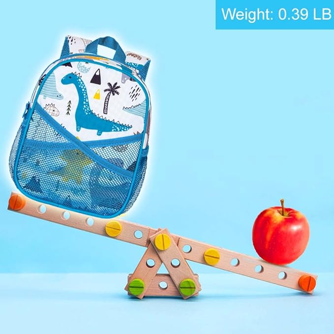 AGSDON Toddler Backpack with Leash, 9.5" Baby Dinosaur Safety Leashes Removable Tether Bookbag