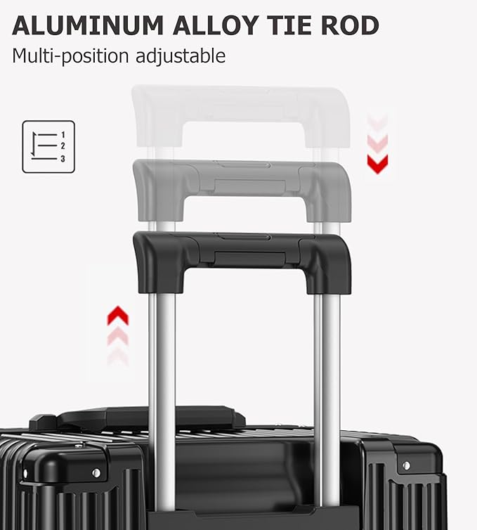 feilario 29in Super Large Captain Aluminum Frame Hardside Spinner Wheels Luggage, Removable Wheels Zipperless Checked Suitcase with Cup Holder/Phone Holder