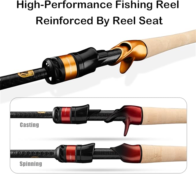 PURELURE Travel Telescopic Fishing Rods, Short Collapsible Fishing Pole Spinning Casting, 24+30 Ton Carbon Fiber, GUJI New O-Ring, Detachable Cork Handle, Multi-Action Guide Ring System
