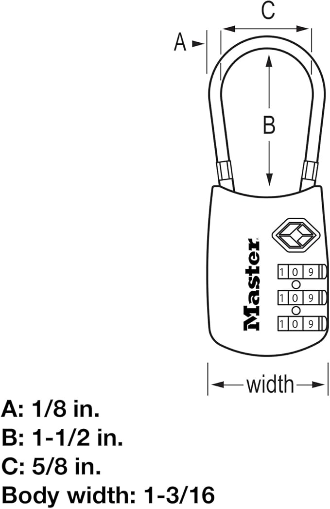 Master Lock 4688D Accepted Set Your Own Combination TSA Approved Luggage Lock, 1 Pack, Black